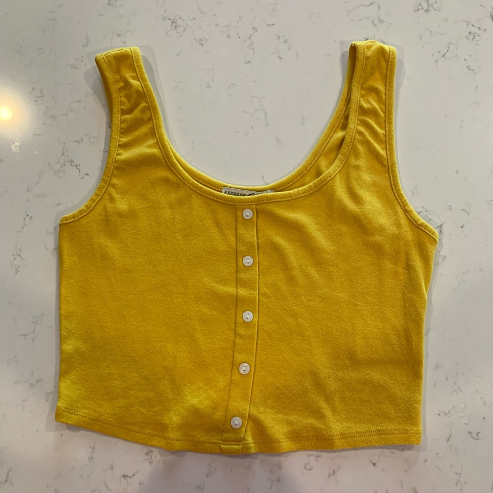 Express Button Up Crop Top, Size M - Picture 1 of 5